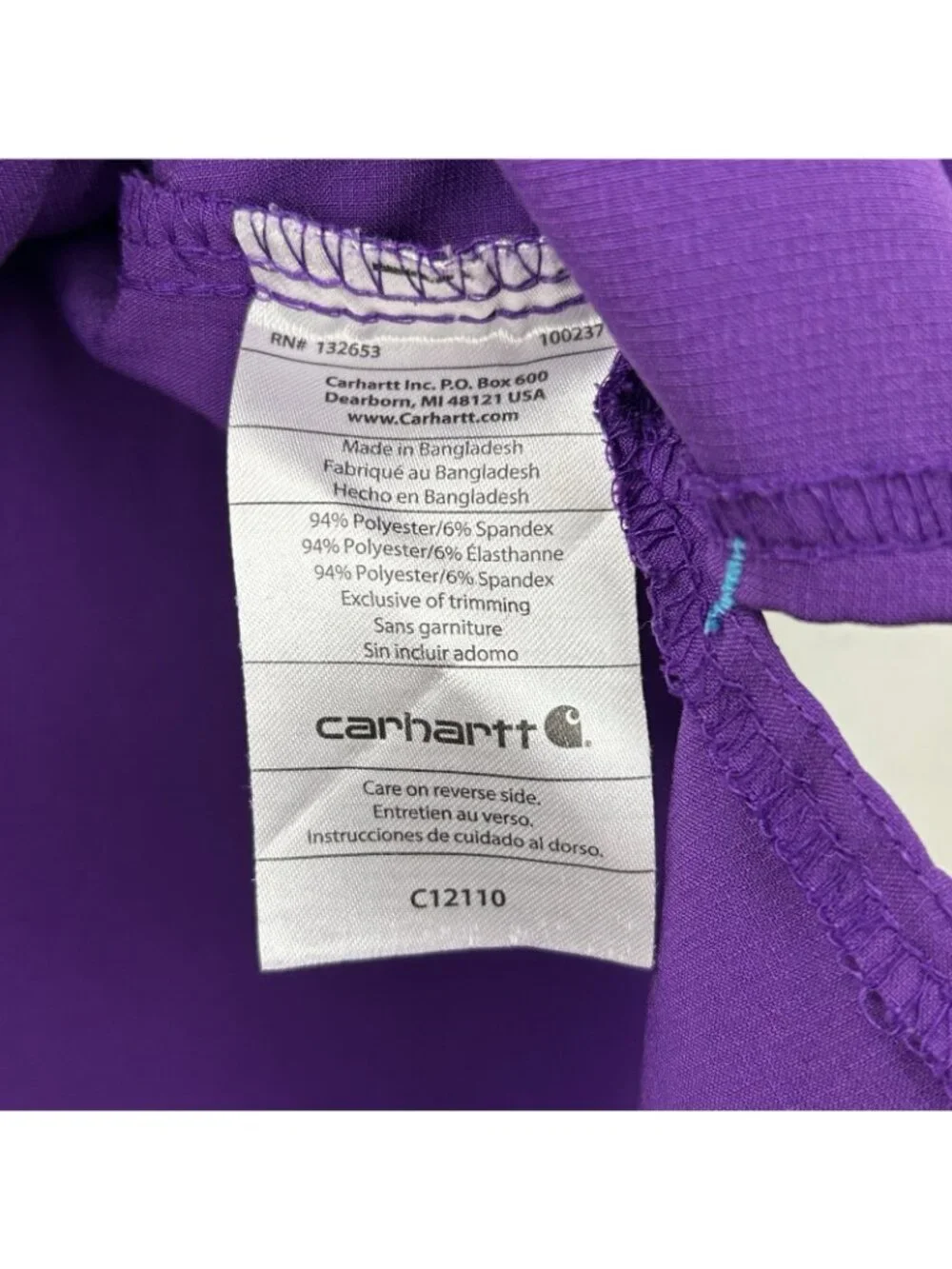 Carhartt Force Modern Fit Scrub Top Womens XL Purple Short Sleeve V Neck Logo - Picture 8 of 15